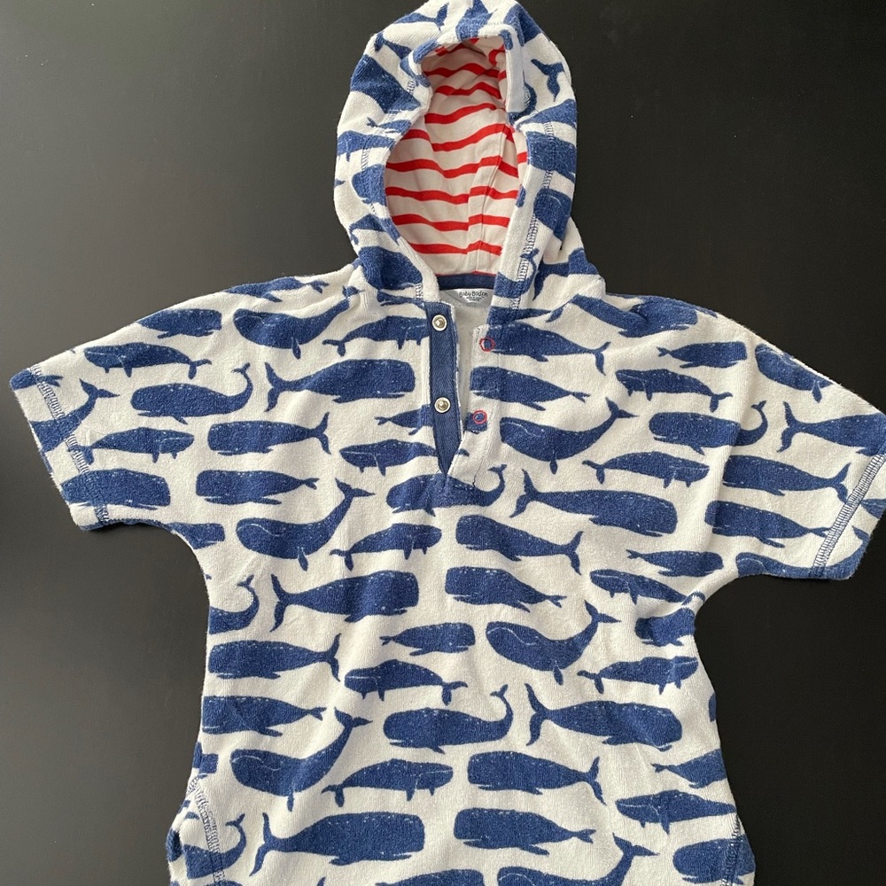 Mini Boden Terry Swim Coverup with Whales